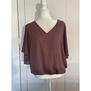 Express Women's Size Large Short-Sleeve Blouse Taupe